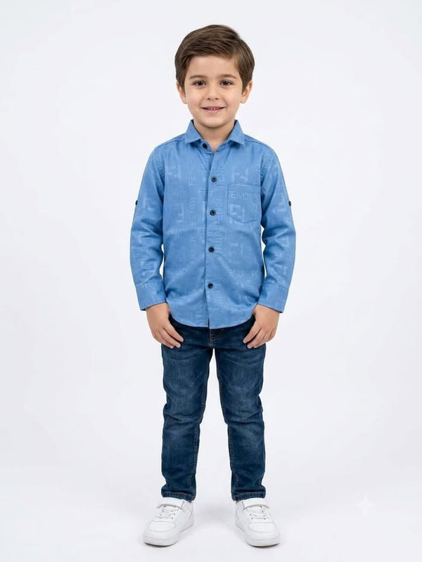 Boys Royal Blue Button-Down Shirt