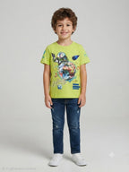 Kids Neon Green Space Adventure Graphic T-Shirt