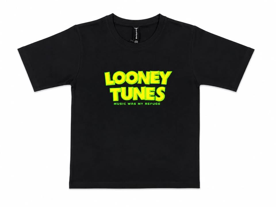 Kids Black Looney Tunes Graphic Printed T-Shirt