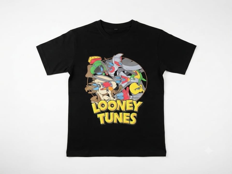 Kids Black Looney Tunes Graphic Printed T-Shirt