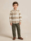 Boys Cream & Beige Broad Striped Shirt