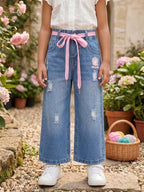 GIRLS DENIM CARGO WITH DRAWSTRING