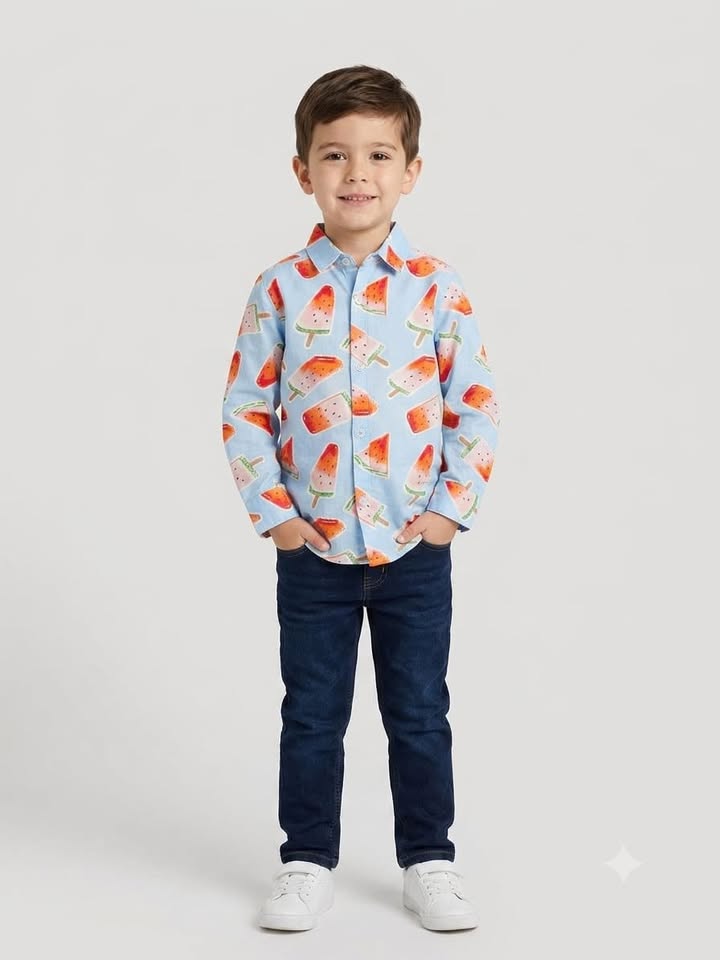 Boys Blue Watermelon Graphic Shirt