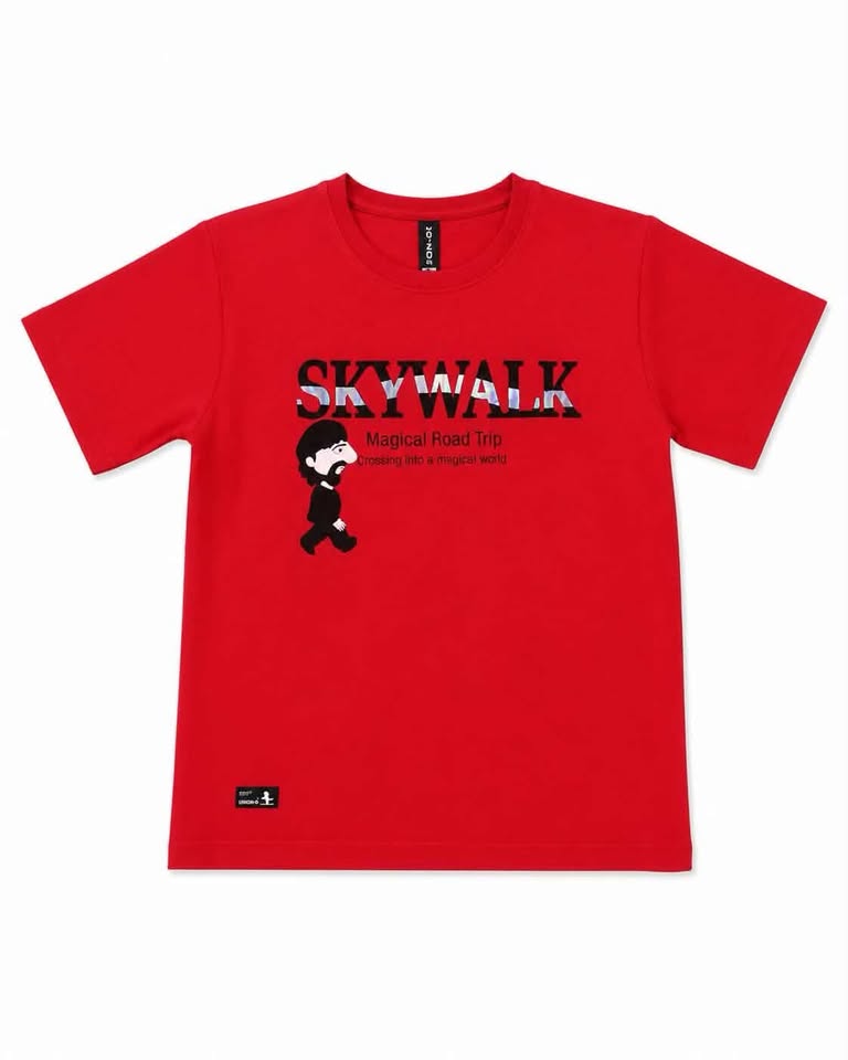 Red Skywalk Graphic Printed Half Sleeve Round Neck T-Shirt  Short