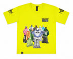 Boys Neon Yellow Graphic Printed Half Sleeve Round Neck T-Shirt