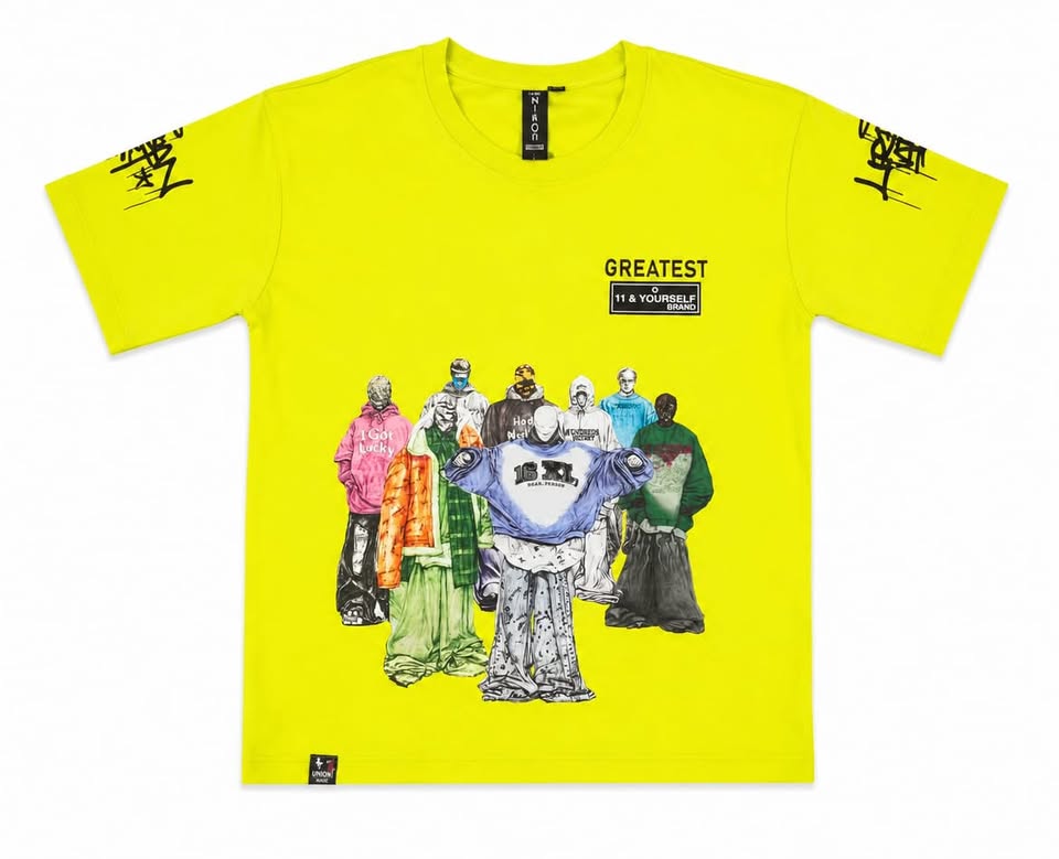 Boys Neon Yellow Graphic Printed Half Sleeve Round Neck T-Shirt