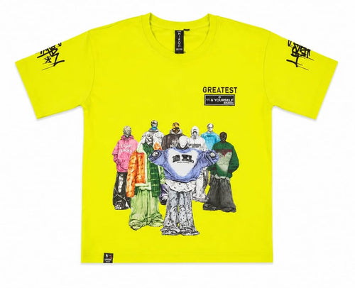 Boys Neon Yellow Graphic Printed Half Sleeve Round Neck T-Shirt