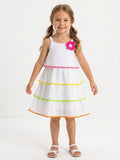 GIRLS WHITE TIERED SPAGHETTI STRAP MIDI DRESS