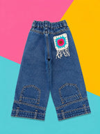 Girls Dark Wash Wide Leg Denim Jeans