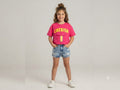 Pink Cherish Printed Cotton Half Sleeve T-Shirt with Front Zip Pocket