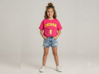 Pink Cherish Printed Cotton Half Sleeve T-Shirt with Front Zip Pocket