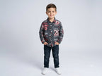 Boys Black Patterned Long-Sleeve Shirt