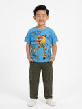 Boys' Blue Graphic Print Half Sleeve Cotton T-Shirt