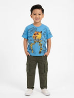 Boys' Blue Graphic Print Half Sleeve Cotton T-Shirt