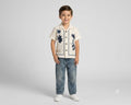 Boys Cream Short-Sleeve Floral Print Shirt