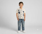 Boys Cream Short-Sleeve Floral Print Shirt