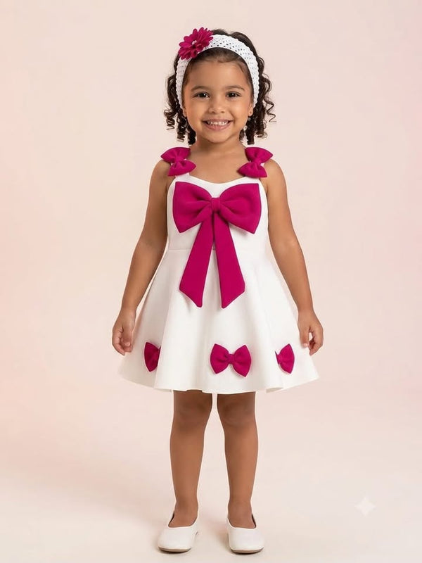 Baby Girls White & Pink Floral Party Frock