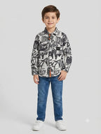 Boys Black & White Graphic Doodle Shirt
