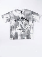 Boys' Grey Tie-Dye Graphic Print Half Sleeve Cotton T-Shirt