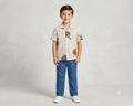 Boys Sunflower Print Short-Sleeve Striped Shirt