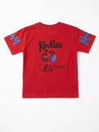 Boys Red Graphic Printed Half Sleeve Cotton T-Shirt