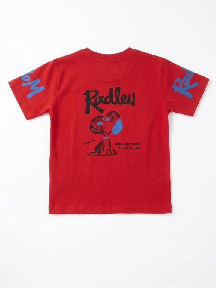 Boys Red Graphic Printed Half Sleeve Cotton T-Shirt