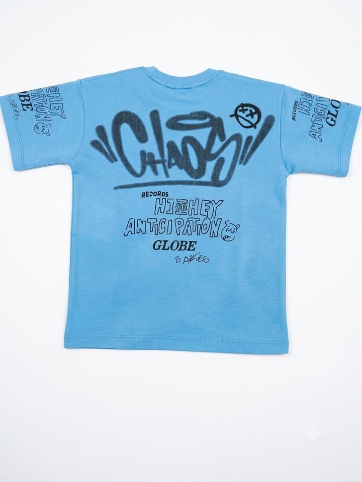 Boys' Blue Graphic Print Half Sleeve Cotton T-Shirt