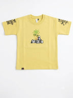 Boys' Yellow Graphic Print Half Sleeve Cotton T-Shirt