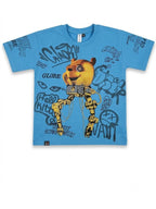 Boys' Blue Graphic Print Half Sleeve Cotton T-Shirt