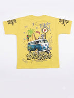 Boys' Yellow Graphic Print Half Sleeve Cotton T-Shirt