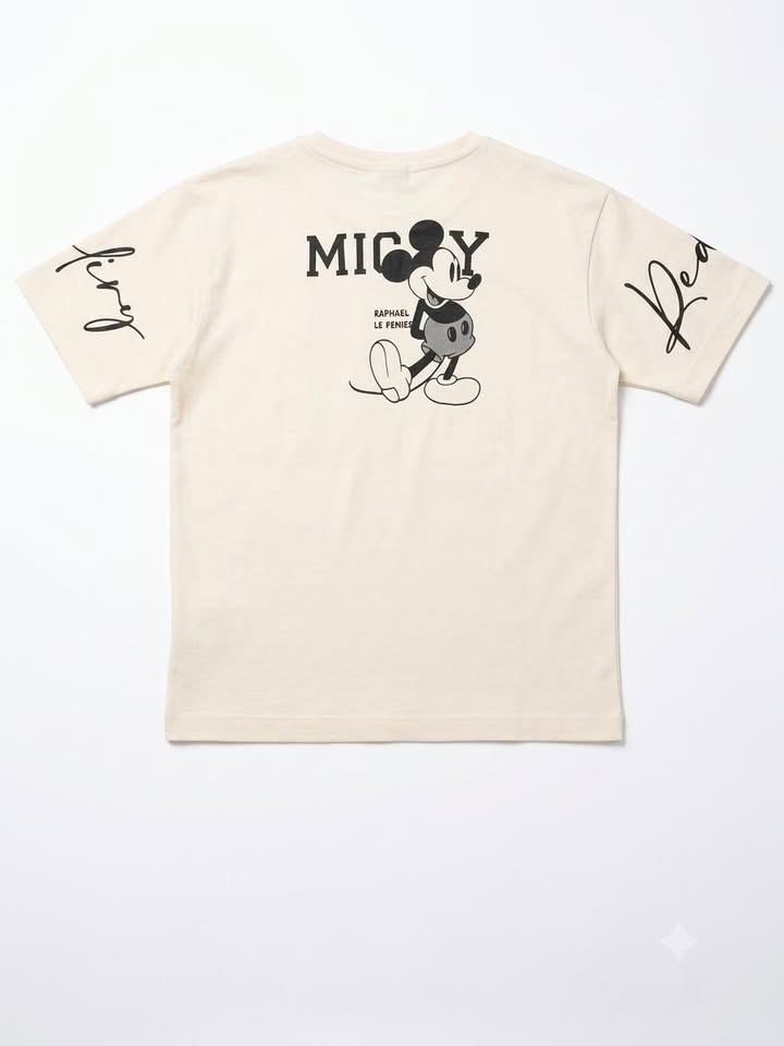 Boys Cream Cartoon Graphic Printed Half Sleeve Cotton T-Shirt