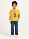 Boys Yellow New York Graphic Printed Half Sleeve Cotton T-Shirt