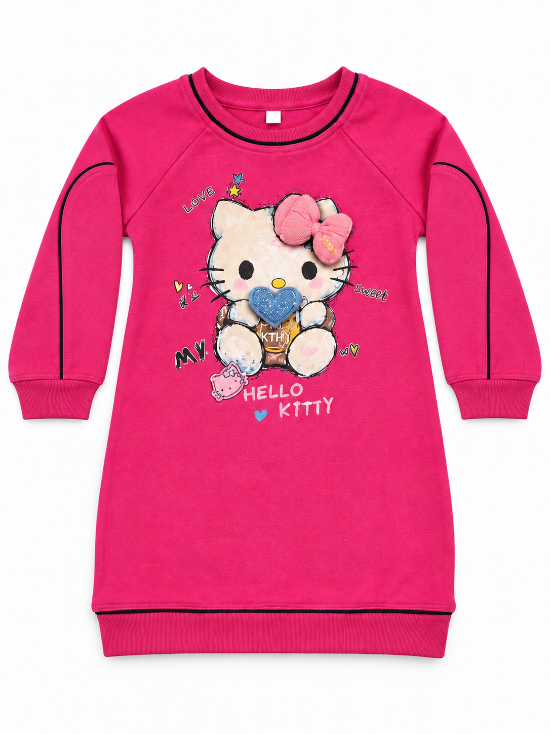 Girls Rani Pink Hello Kitty Printed Midi Dress
