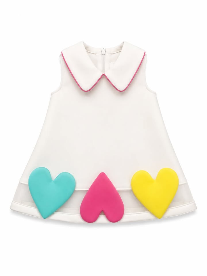 LITTLE HEARTS FROCK WHITE