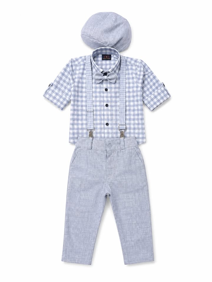 CLASSIC GREY CHECKERED BOYS PARTYWEAR SET