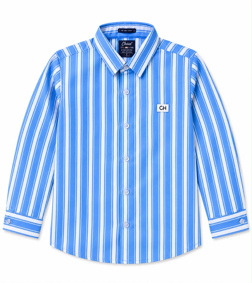 Boys Orange Vertical Striped Long Sleeve Shirt