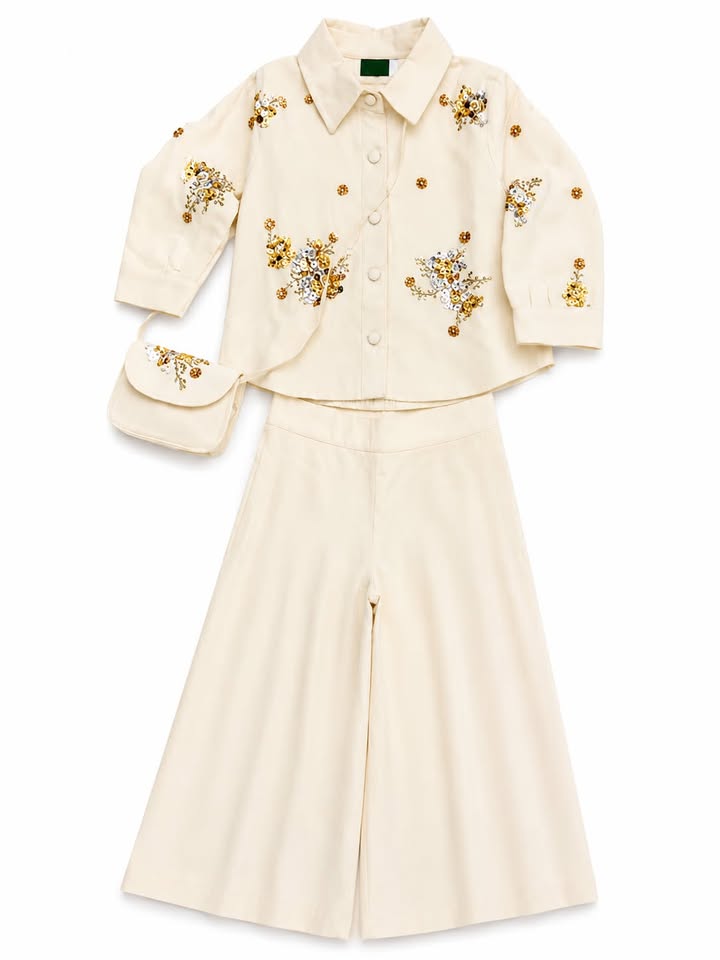 CREAM SEQUIN CORD SET
