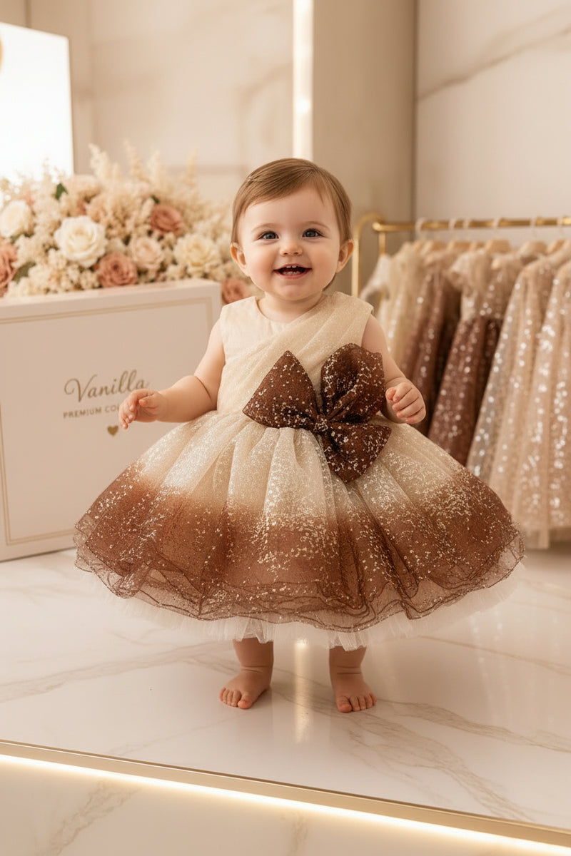 MOCHA SPARKLE GLITERRY FROCK