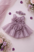 LILAC 3D FLORAL FROCK