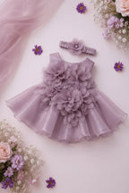 LILAC 3D FLORAL FROCK