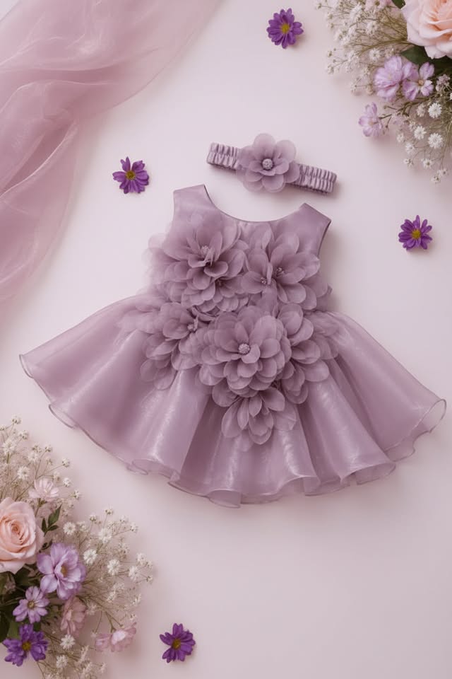 LILAC 3D FLORAL FROCK