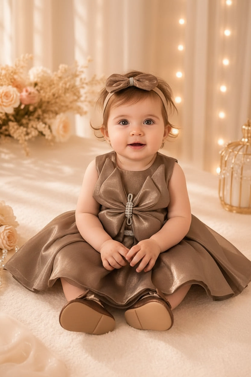 BROWN BUTTER FLY FROCK