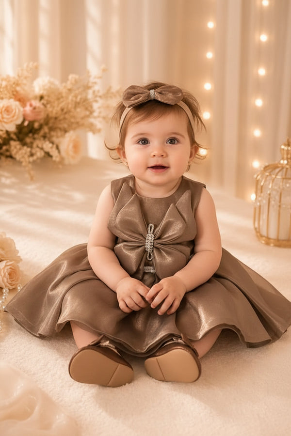 BROWN BUTTER FLY FROCK