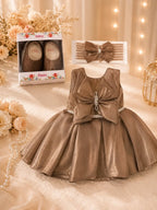 BROWN BUTTER FLY FROCK