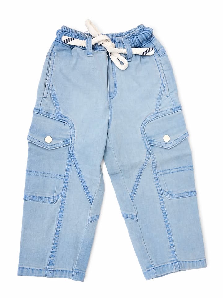 Boys Light Blue Cargo Jogger Pants