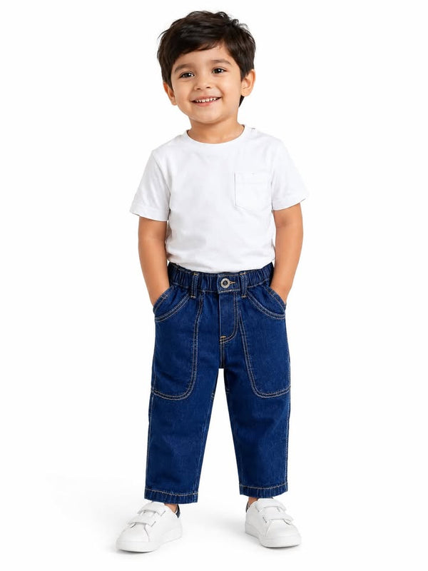 Boys Dark Blue Classic Stretch Jeans