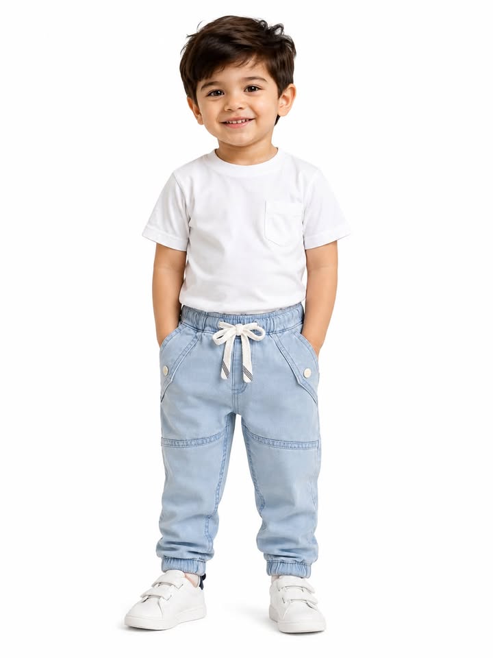 Boys Light Blue Cargo Jogger Pants