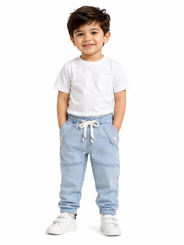 Boys Light Blue Cargo Jogger Pants