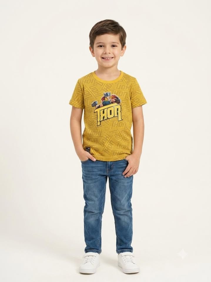 Boys Yellow Graphic Printed T-Shirt