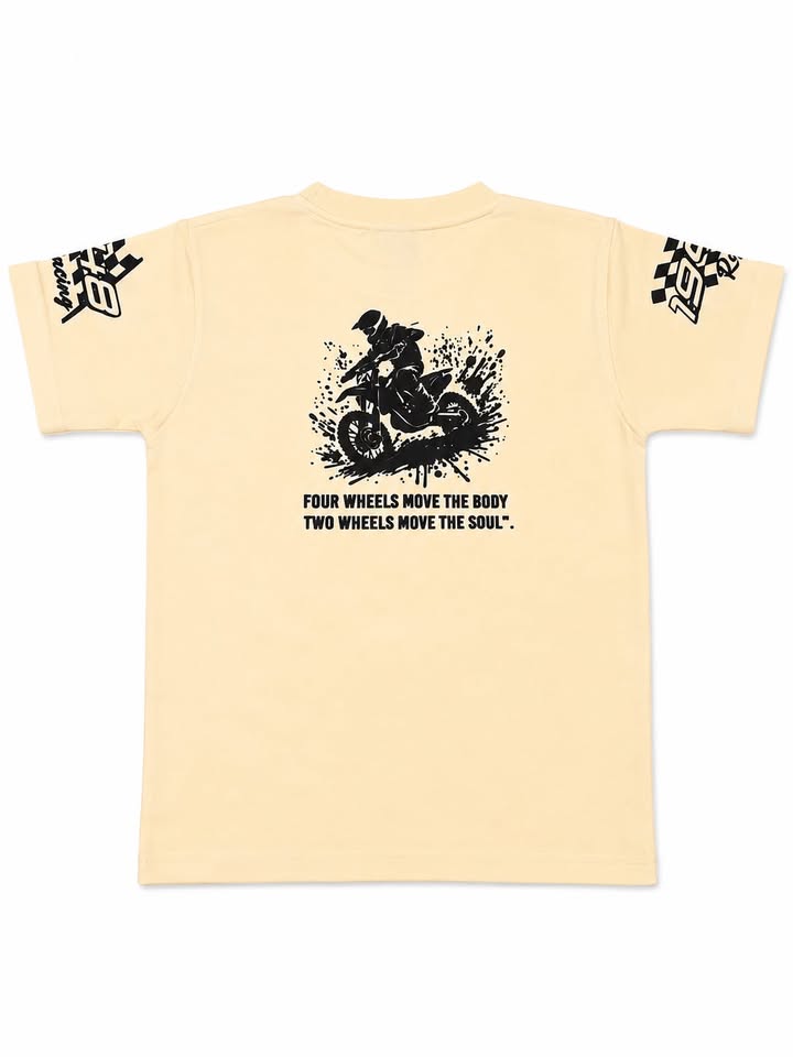 Boys "Rider" Graphic Short Sleeve T-Shirt – Cream